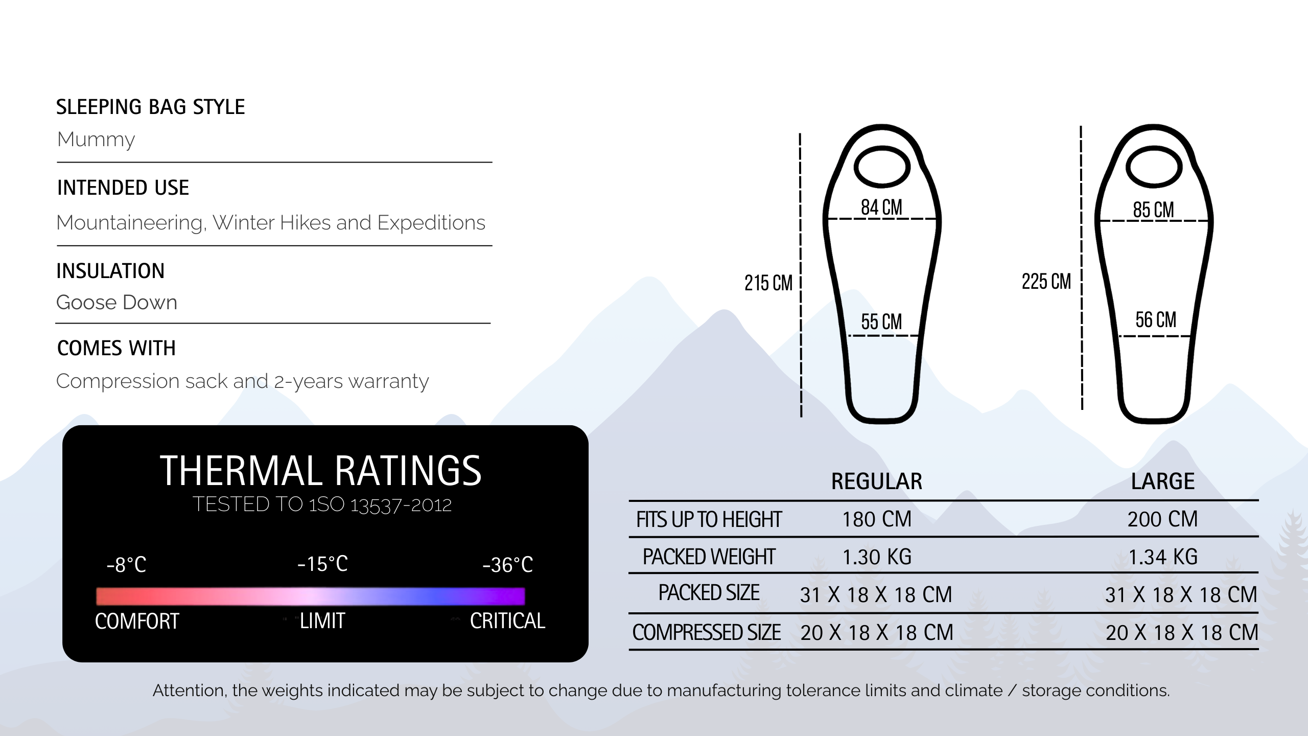 Gipfel Coldforge Down filled sleeping bags